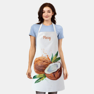 Watercolor Coconut Customizable Apron