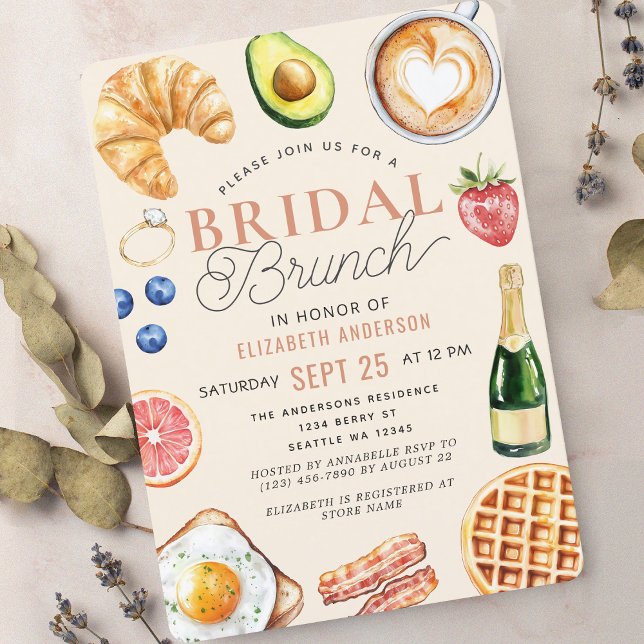  Watercolor Coffee Bridal Brunch Bridal Shower Invitation (Creator Uploaded)