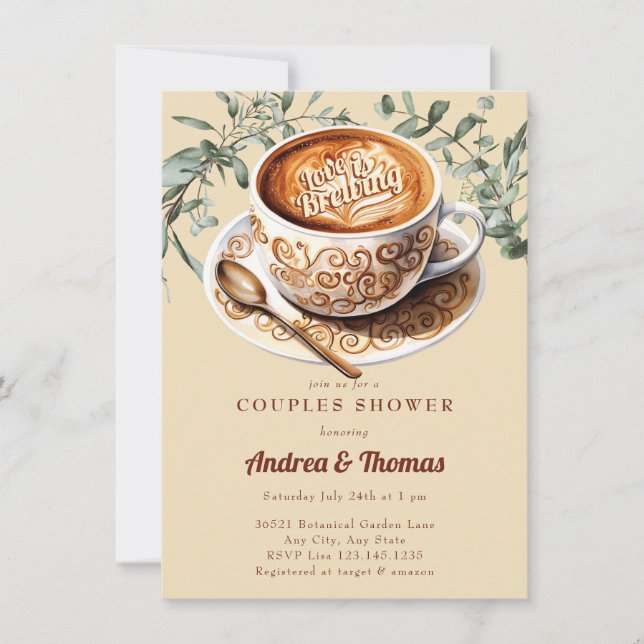 Watercolor Coffee | Couple's Shower Invitation (Front)