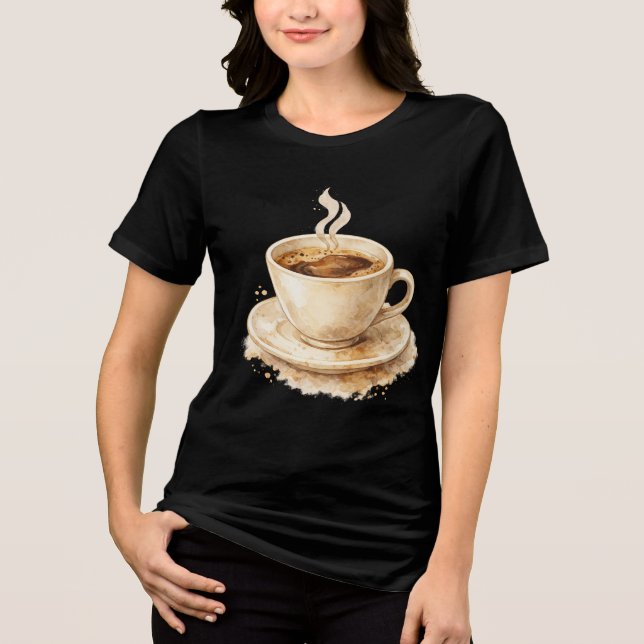 Watercolor Coffee Cup Tri-Blend Shirt (Front)