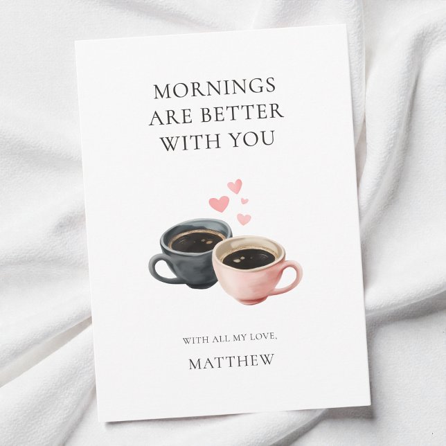 Watercolor Coffee Love Cute Hearts Valentine's Day Holiday Card (Watercolor Coffee Love Cute Hearts Valentine's Day Holiday Card)