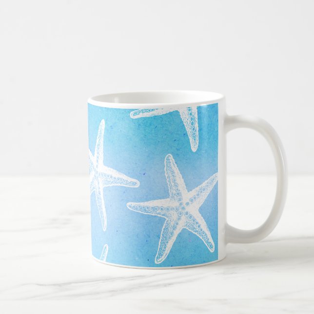Watercolor Coffee Mug - Starfish Turquoise (Right)