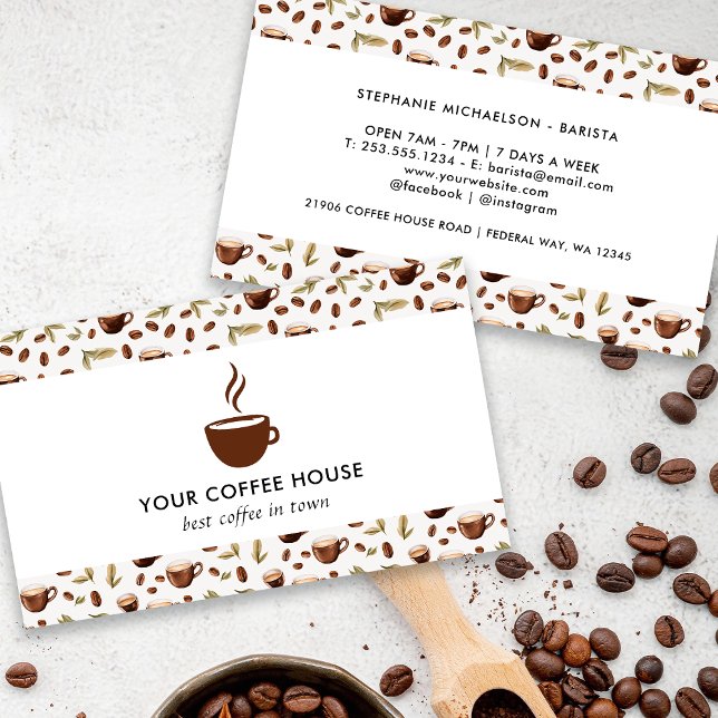 Watercolor Coffee Shop Business Card (Watercolor Coffee Shop Business Card)