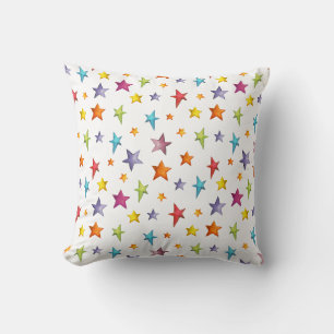 Watercolor color stars cushion