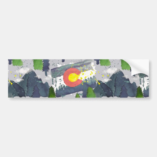 Watercolor Colorado Grey Bumper Sticker (Front)
