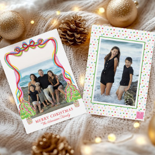 Watercolor Colorful Confetti Christmas Trees Photo Holiday Card