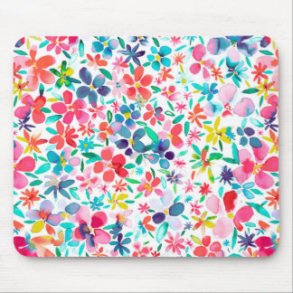 Watercolor Colorful Flower Petals Mouse Pad