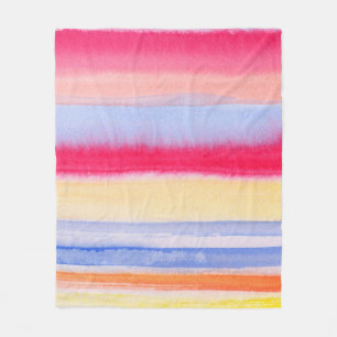Watercolor colorful stripes.stripe,watercolor,aqua fleece blanket