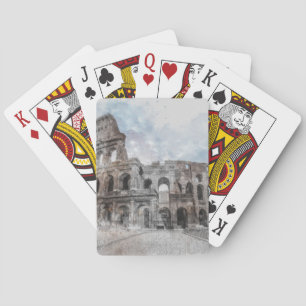Watercolor Colosseum Rome Italy Playing Cards