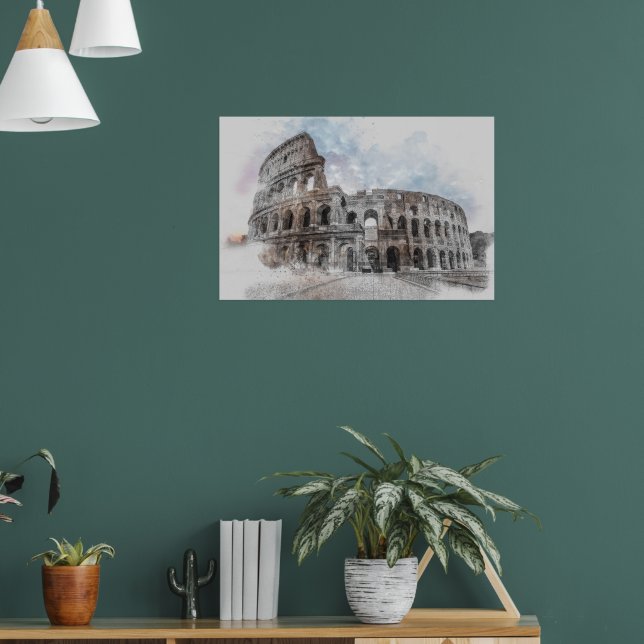 Watercolor Colosseum Rome Italy Poster (Living Room 1)