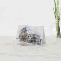 Watercolor Colosseum Rome Thank You Card – Art