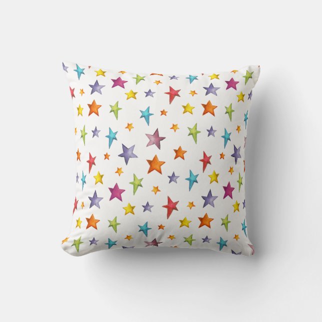 Watercolor colour stars  cushion (Front)