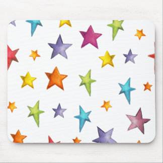 Watercolor colour stars mouse pad