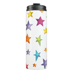 Watercolor colour stars thermal tumbler