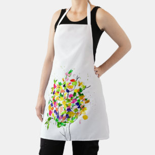 Watercolor colourful abstract tree apron