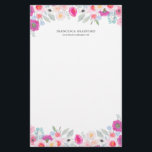 Watercolor Colourful Anemones Personalised Stationery<br><div class="desc">Watercolor Colourful Anemones Personalised Starionery. Add a personalised floral accent to your notes and lettered with this elegant and whimsical stationery. It features watercolor illustration of pink,  white and purple anemones with eucalyptus and other foliage accents.</div>