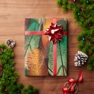 Watercolor Colourful Bird Feathers Pattern Art Wrapping Paper