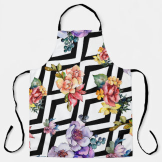 Watercolor colourful bouquet flower. Floral botani Apron