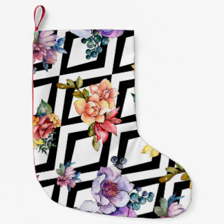 Watercolor colourful bouquet flower. Floral botani Small Christmas Stocking