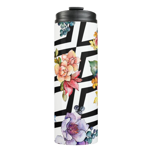 Watercolor colourful bouquet flower. Floral botani Thermal Tumbler (Front)