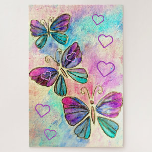Watercolor - Colourful Butterflies Flying - Spring Jigsaw Puzzle