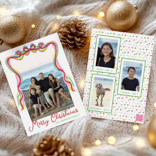 Watercolor Colourful Confetti Christmas Photo Holiday Card