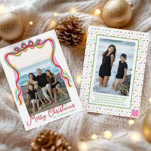 Watercolor Colourful Confetti Christmas Photo Holiday Card