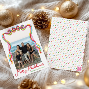 Watercolor Colourful Confetti Christmas Photo Holiday Card