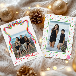 Watercolor Colourful Confetti Christmas Photo Holiday Card