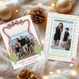 Watercolor Colourful Confetti Christmas Trees Phot Holiday Card