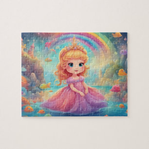 Watercolor Colourful Cute Little Princess Jigsaw Puzzle