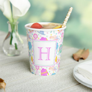 Watercolor Colourful Derby Jerseys & Hats Monogram Paper Cups