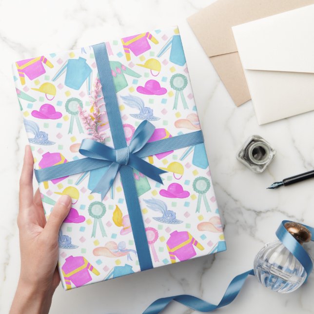 Watercolor Colourful Derby Jerseys & Hats Wrapping Paper (Gifting)