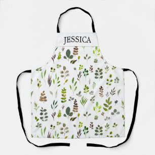 Watercolor Colourful Eucalyptus Leaves Pattern Apron
