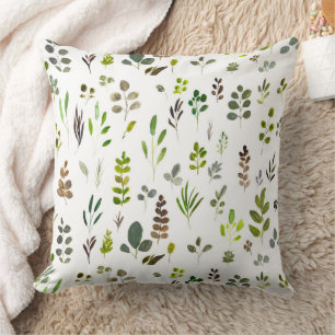 Watercolor Colourful Eucalyptus Leaves Pattern Cushion