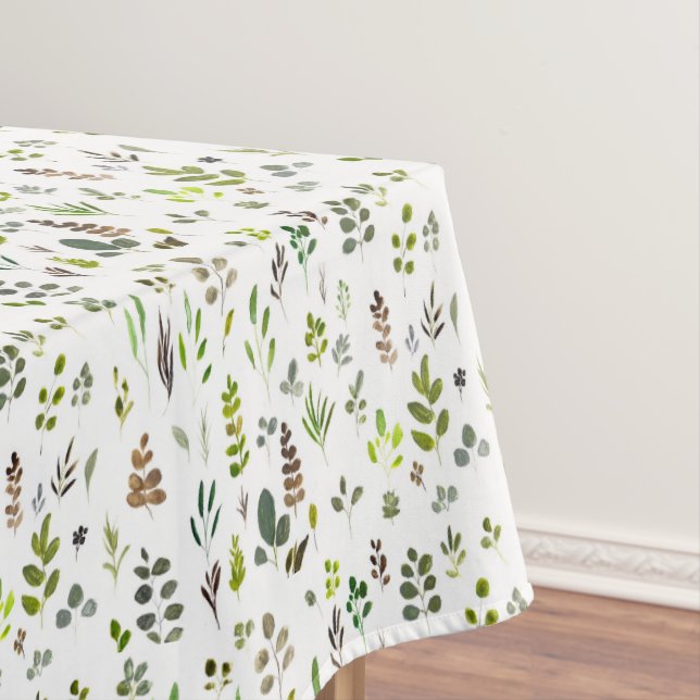 Watercolor Colourful Eucalyptus Leaves Pattern Tablecloth (In Situ)