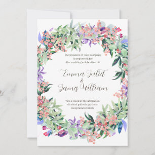 Watercolor Colourful Floral Wedding Invitation