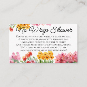 Watercolor Colourful Flowers No Gift Wrap Shower Enclosure Card