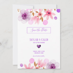 Watercolor Colourful Flowers Save The Date