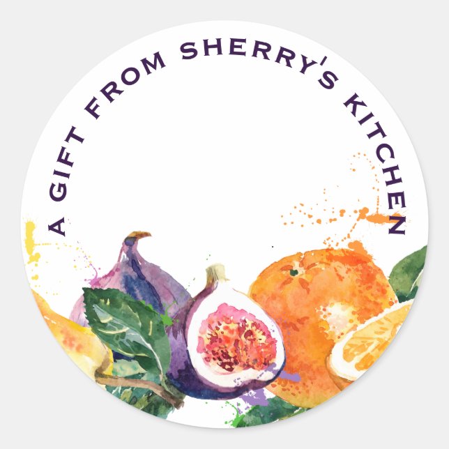 Watercolor colourful fruit bakery home baking classic round sticker (Front)