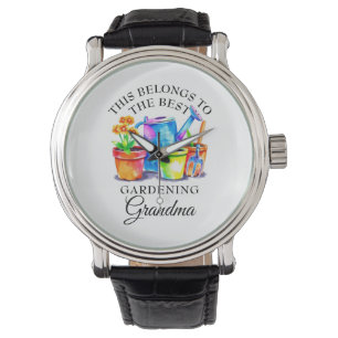 Watercolor Colourful Gardening Tools Grandma Watch