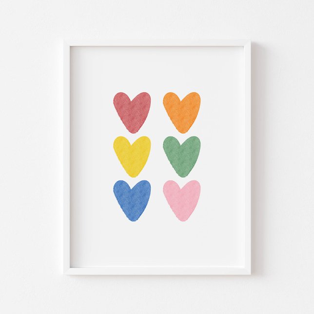 Watercolor colourful hearts print (Creator Uploaded)