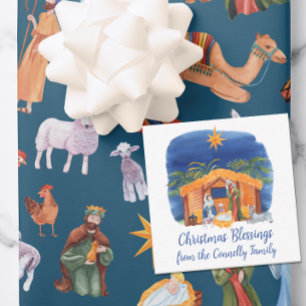 Watercolor Colourful Nativity Christmas Enclosure Card