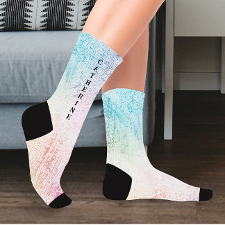 Watercolor Colourful Pastel I Monogram Socks