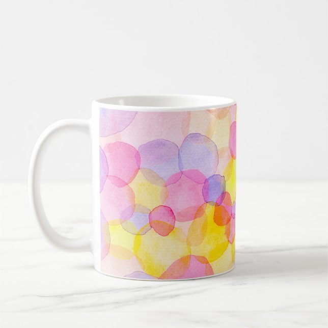 Watercolor colourful polka dots seamless pattern coffee mug (Left)