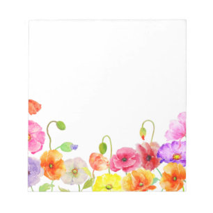 Watercolor Colourful Poppies flowers Notepad