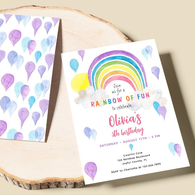 Watercolor Colourful Rainbow Of Fun Birthday Invitation (Creator Uploaded)