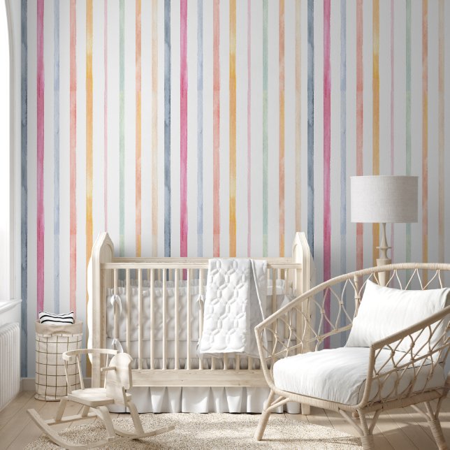 watercolor colourful stripes wallpaper (Kids)