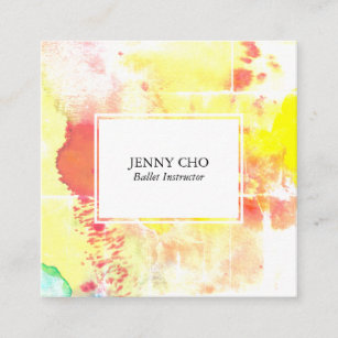 Watercolor colourful textured painting distressed square business card