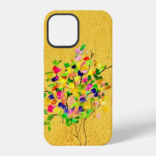 Watercolor colourful tree iPhone case (Back)